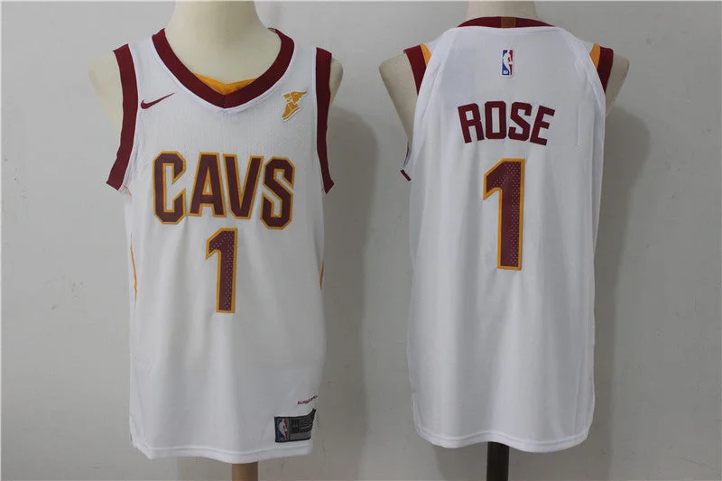 Cavaliers 1 Derrick Rose White Authentic Basketball Jersey