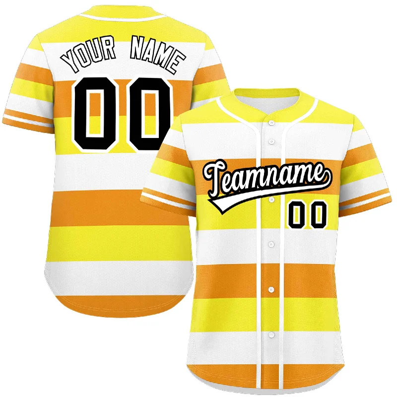 Custom Yellow White-Orange Maverique For Pride Month Color Block Authentic Baseball Jersey