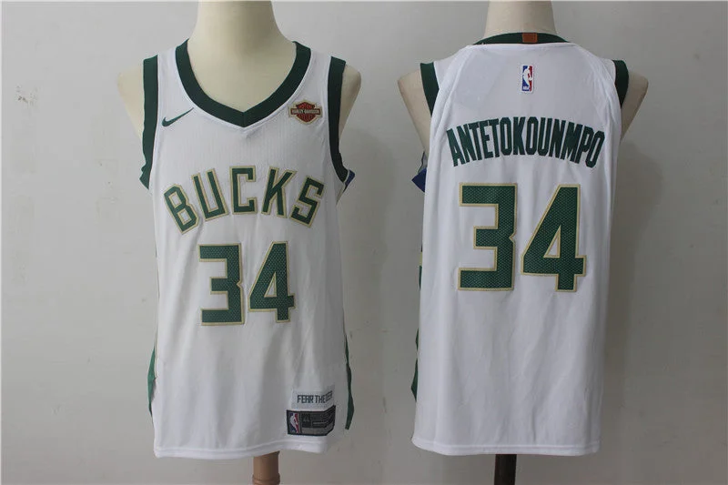 Men's Milwaukee Bucks #34 Giannis Antetokounmpo White Stitched Basketball Jersey