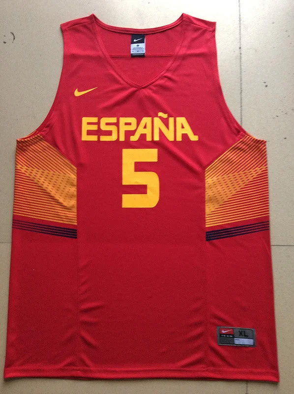 Spain 5 Rudy Fernandez Red 2014 FIBA Basketball Jerseys