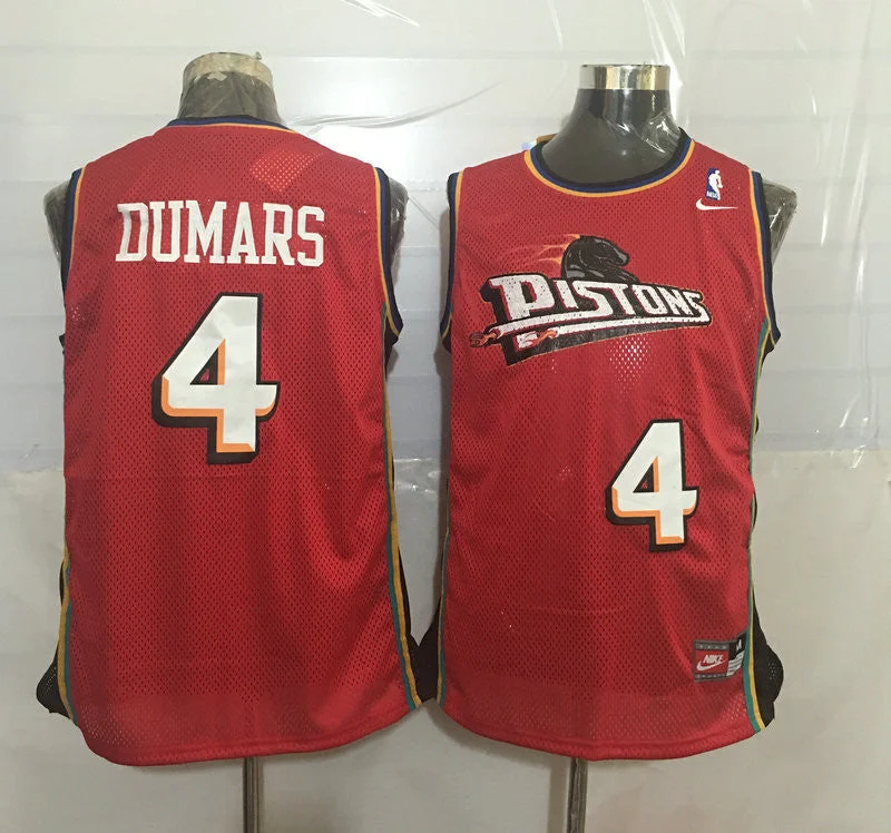 Pistons 4 Joe Dumars Red Stitched Basketball Jersey