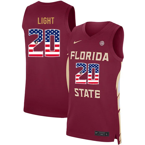 Florida State Seminoles 20 Travis Light Red USA Flag Basketball College Basketball Jersey