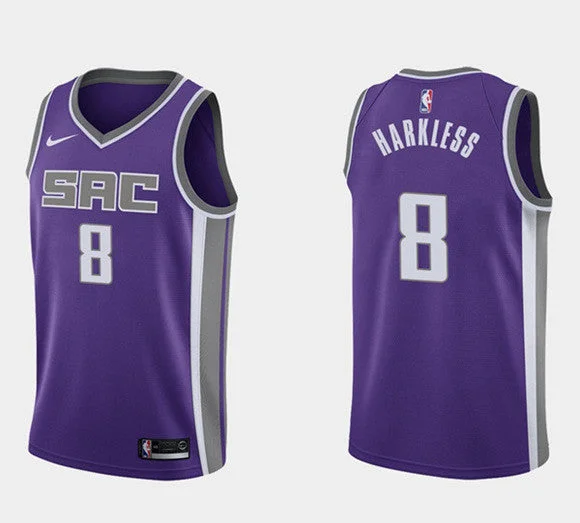 Men's Sacramento Kings #8 Maurice Harkless Purple Icon Edition Basketball Stitched Basketball Jersey