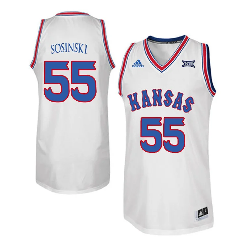 Kansas Jayhawks 55 Jame Sosinski White Throwback College Basketball Basketball Jersey