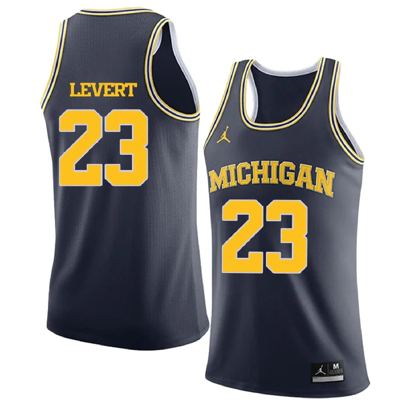 University of Michigan 23 Caris Levert Navy College Basketball Basketball Jersey