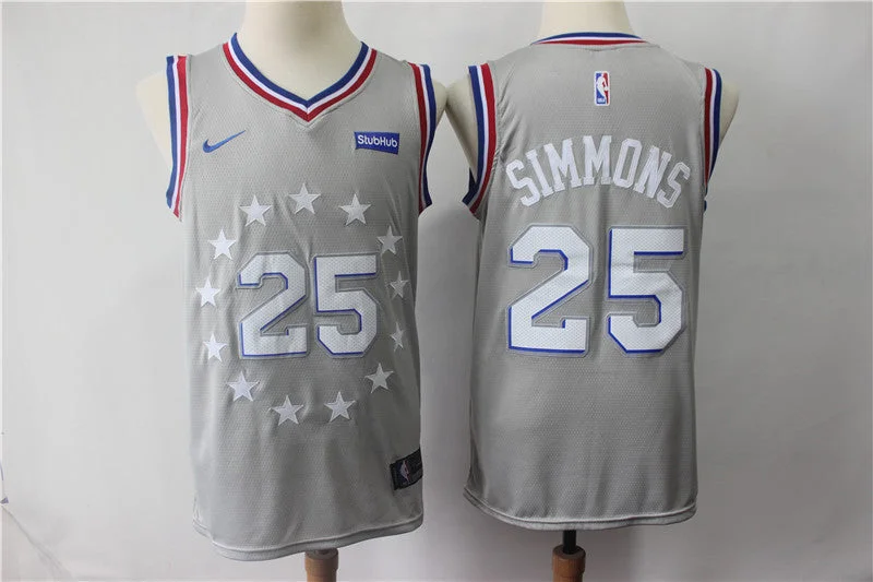 76ers 25 Ben Simmons Gray 2018-19 City Edition Swingman Basketball Jersey