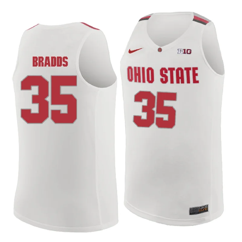 Ohio State Buckeyes 35 Gary Bradds White College Basketball Basketball Jersey