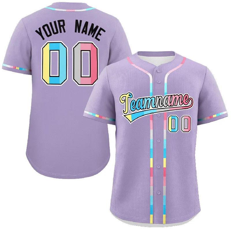 Custom Light Purple Genderflux For Pride Month Classic Style Authentic Baseball Jersey