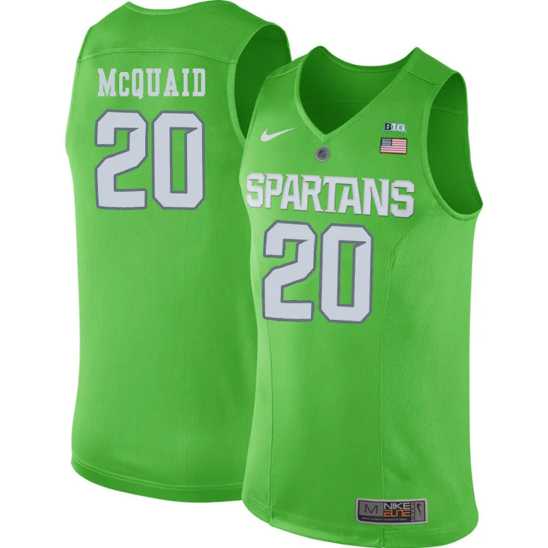 Michigan State 20 Matt McQuaid Apple Green College Basketball Basketball Jersey