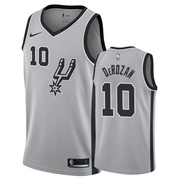 Men's San Antonio Spurs #10 DeMar DeRozan Gray Swingman Stitched Basketball Jersey