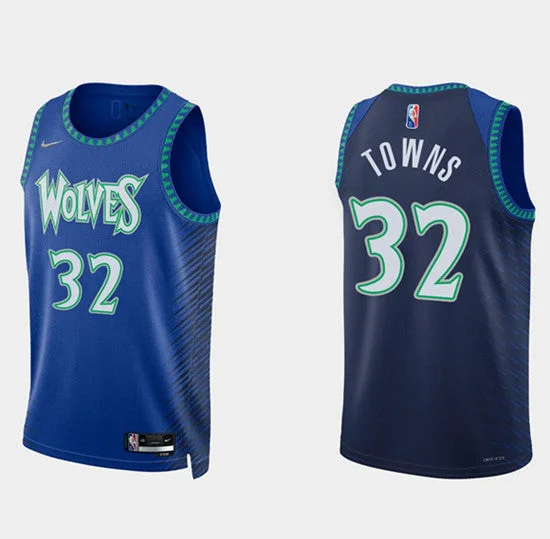 Men's Minnesota Timberwolves #32 Anthony Towns Royal 75th Anniversary City Stitched Basketball Jersey