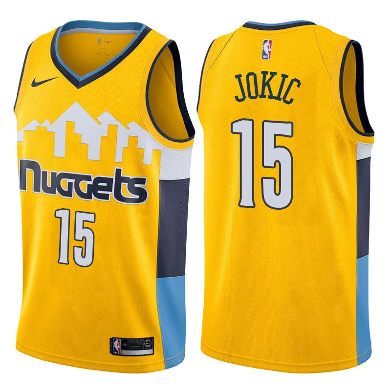 Nuggets 15 Nikola Jokic Yellow Swingman Basketball Jersey