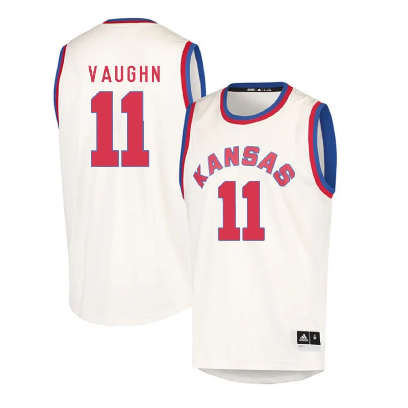 Kansas Jayhawks 11 Jacque Vaughn Cream Throwback College Basketball Basketball Jersey