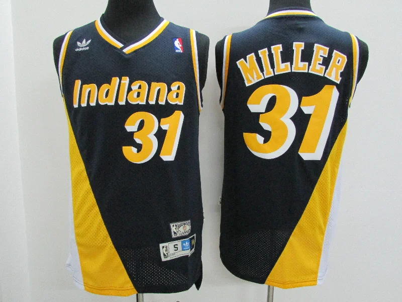 Pacers 31 Reggie Miller Navy Hardwood Classics Flo-Jo Basketball Jersey