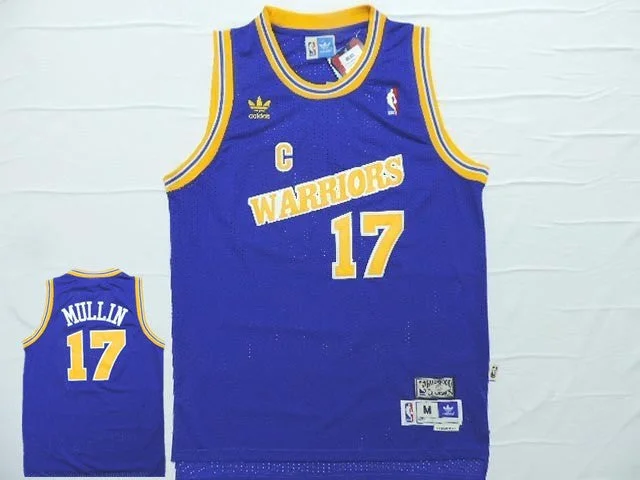 Warriors 17 Mullin Blue Hardwood Classics Basketball Jersey