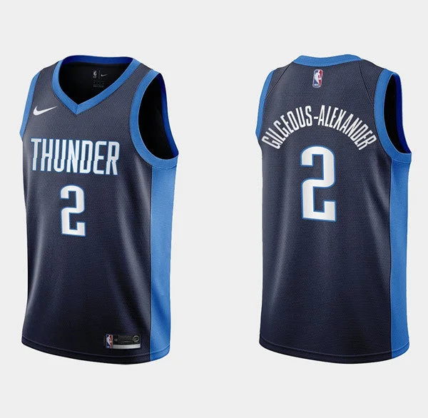 Men's Oklahoma City Thunder #2 Shai Gilgeous-Alexander Navy Earn Edition Stitched Basketball Jersey