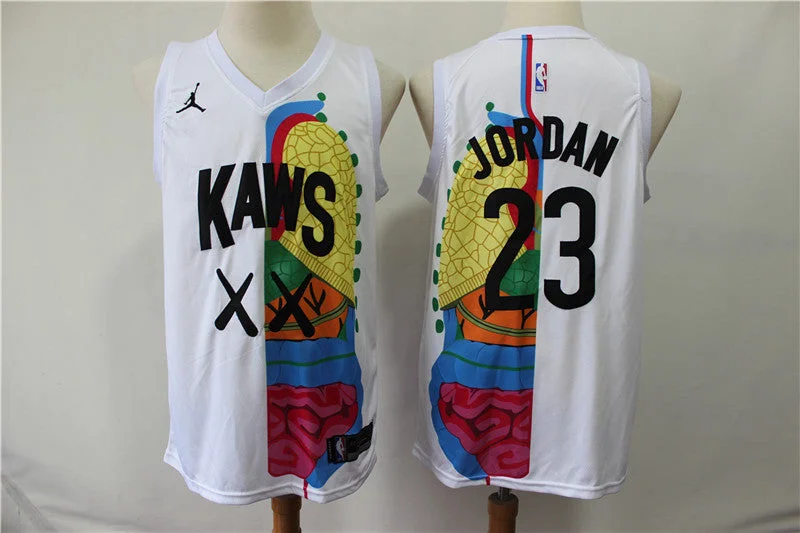 KAWS X Jordan 23 Michael Jordan White Basketball Jersey