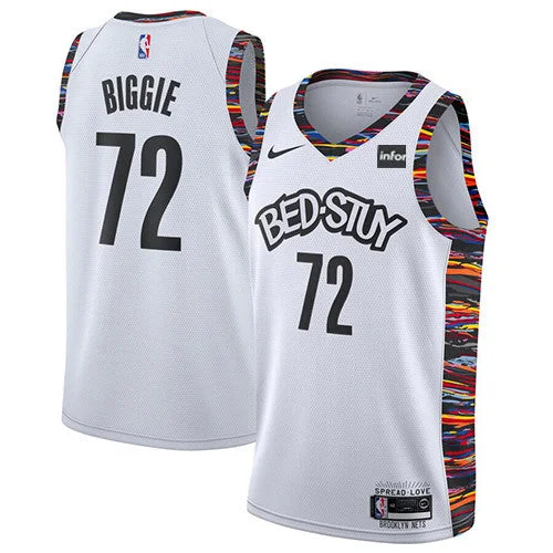 Men's Brooklyn Nets #72 Biggie White 2019 City Edition Stitched Basketball Jersey