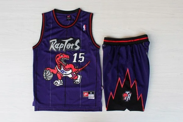 Raptors 15 Carter Purple Hardwood Classics Basketball Jerseys(With Shorts)