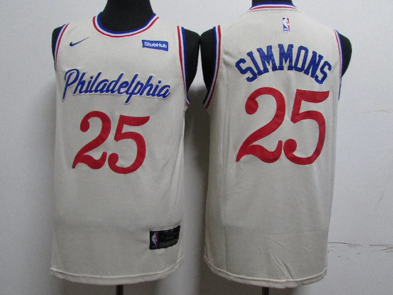 76ers 25 Ben Simmons Cream 2019-20 City Edition Swingman Basketball Jersey