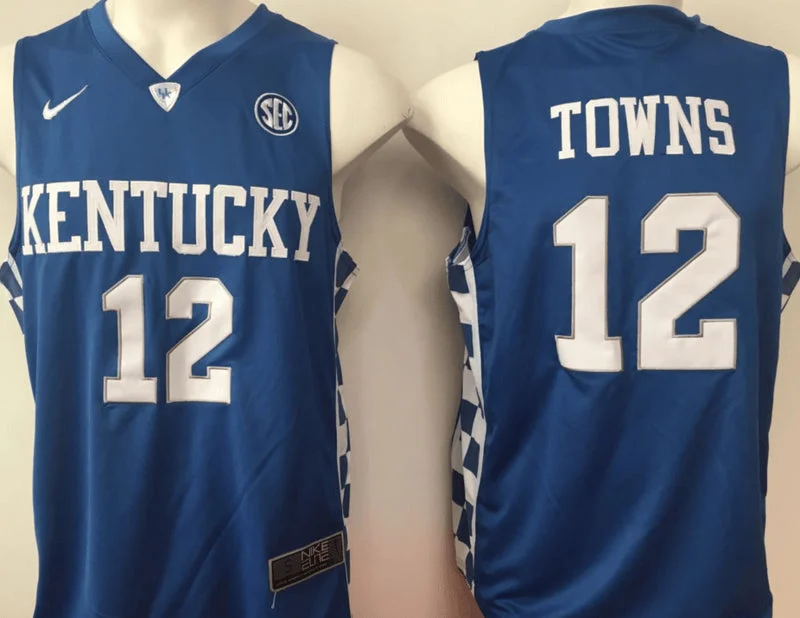 Kentucky Wildcats 12 Karl-Anthony Towns Blue College Basketball Basketball Jersey