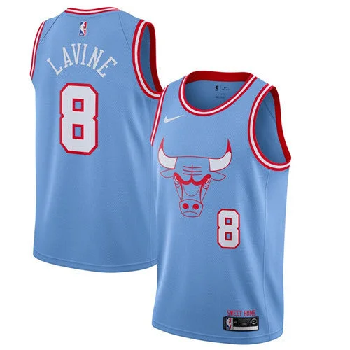 Men's Chicago Bulls #8 Zach LaVine Blue 2019 City Edition Stitched Basketball Jersey