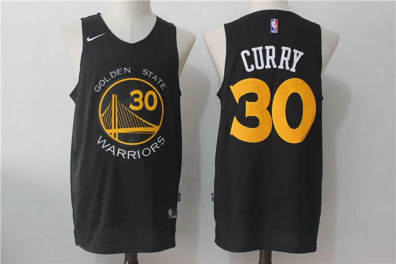 Men's Golden State Warriors #30 Stephen Curry Black Fashion Stitched Basketball Jersey