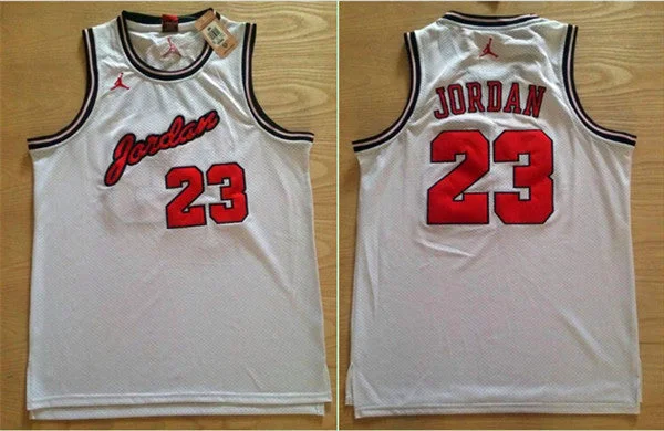 Bulls 23 Jordan White Stitched Mesh Basketball Jersey