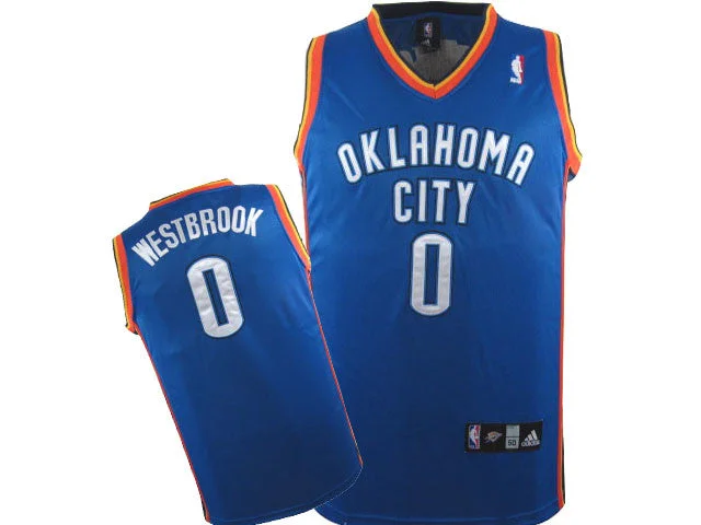 Thunder 0 Russell Westbrook Blue Swingman Basketball Jersey