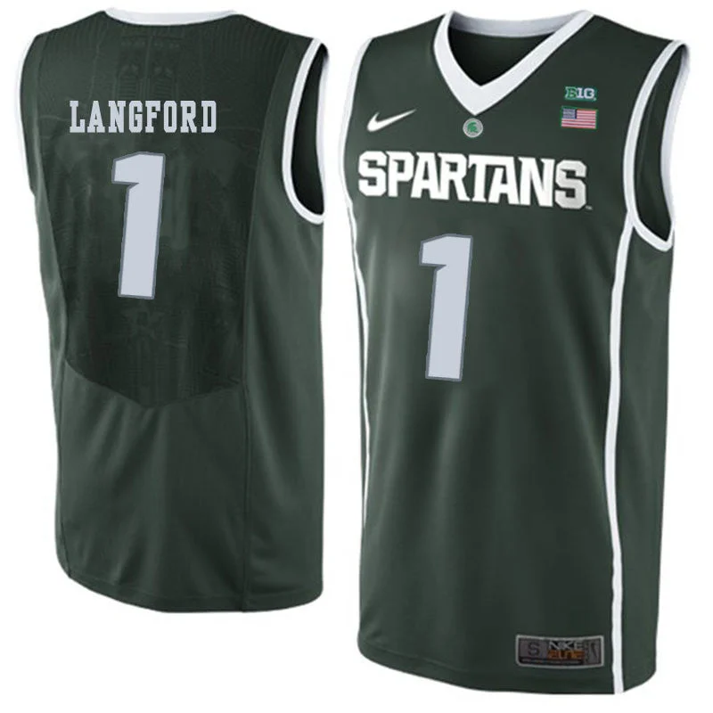 Michigan State 1 Joshua Langford Green College Basketball Basketball Jersey