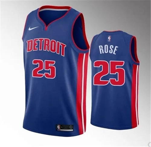 Men's Detroit Pistons #25 Derrick Rose Blue Stitched Basketball Jersey