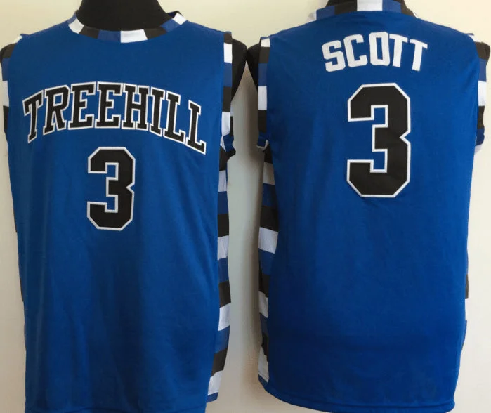 One Tree Hill Ravens 3 Lucas Scott Blue College Basketball Basketball Jersey