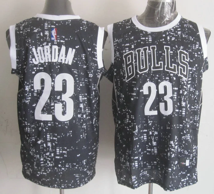 Bulls 23 Michael Jordan Black City Luminous Basketball Jersey