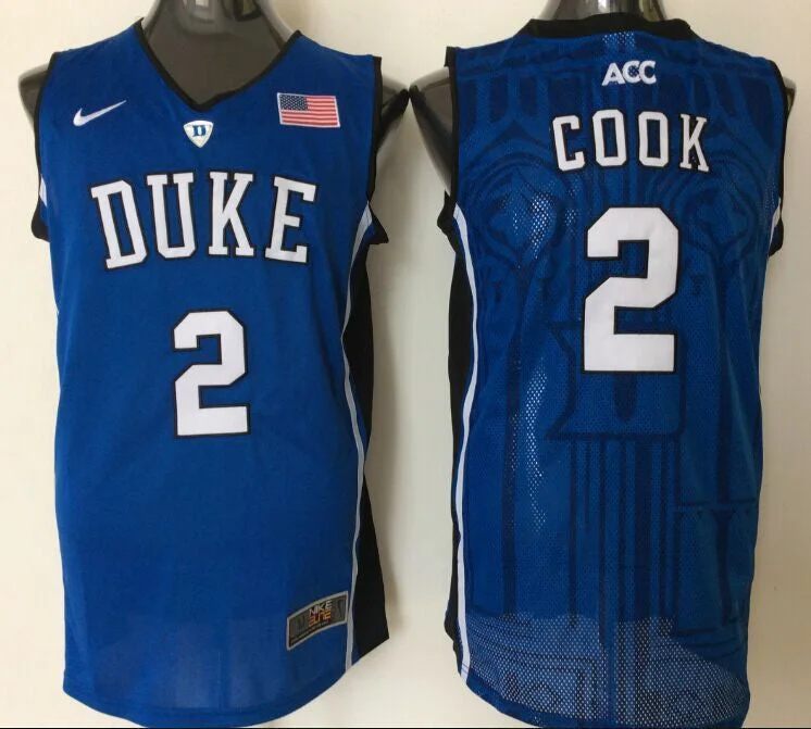 Duke Blue Devils 2 Quinn Cook Blue Basketball College Basketball Jersey