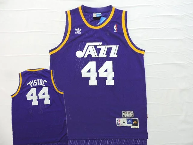 Jazz 44 Pistol Pete Maravich Purple Hardwood Classics Basketball Jersey