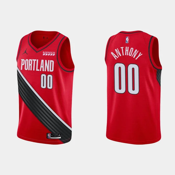 Men's Portland Trail Blazers #00 Carmelo Anthony Red Stitched Basketball Jersey