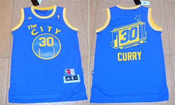 Warriors 30 Stephen Curry Blue Cityscape Swingman Basketball Jersey