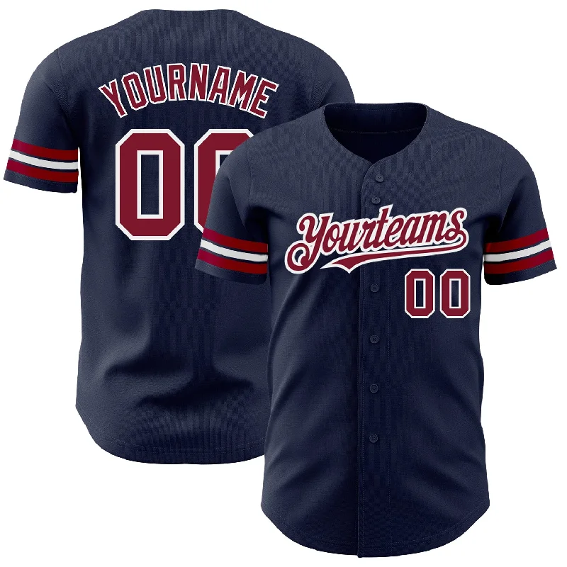 Custom Navy Crimson-White Authentic Baseball Jersey