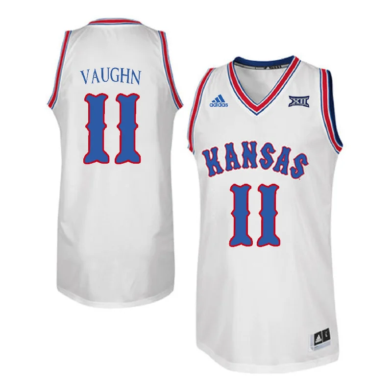 Kansas Jayhawks 11 Jacque Vaughn White Throwback College Basketball Basketball Jersey