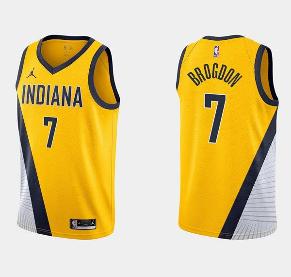 Men's Indiana Pacers #7 Malcolm Brogdon Yellow Stitched Basketball Jersey