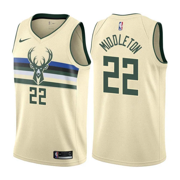 Men's Milwaukee Bucks #22 Khris Middleton White Stitched Basketball Jersey