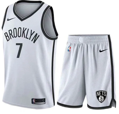 Men's Brooklyn Nets #7 Kevin Durant White 2019 Stitched Basketball Jersey(With Shorts)