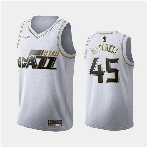 Men's Utah Jazz #45 Donovan Mitchell White 2019 Golden Edition Stitched Basketball Jersey