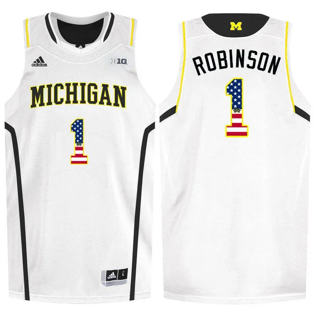 Michigan Wolverines 1 Glenn Robinson III White College Basketball Basketball Jersey