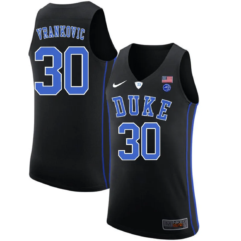 Duke Blue Devils 30 Antonio Vrankovic Black College Basketball Basketball Jersey