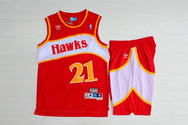 Hawks 21 Dominique Wilkins Red Hardwood Classics Basketball Jersey(With Shorts)