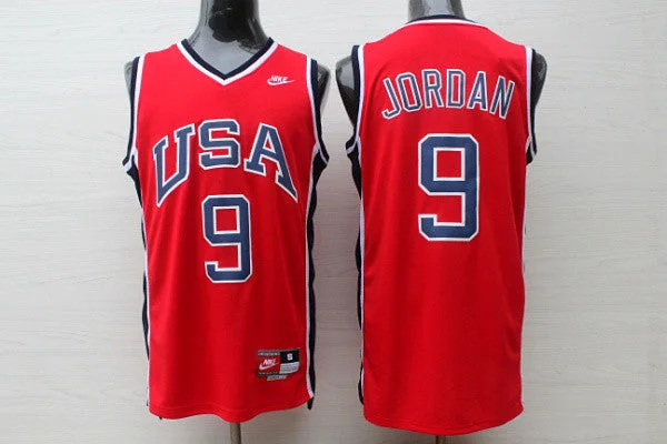 USA Basketball 9 Jordan Red 1984 New Revolution 30 Basketball Jersey