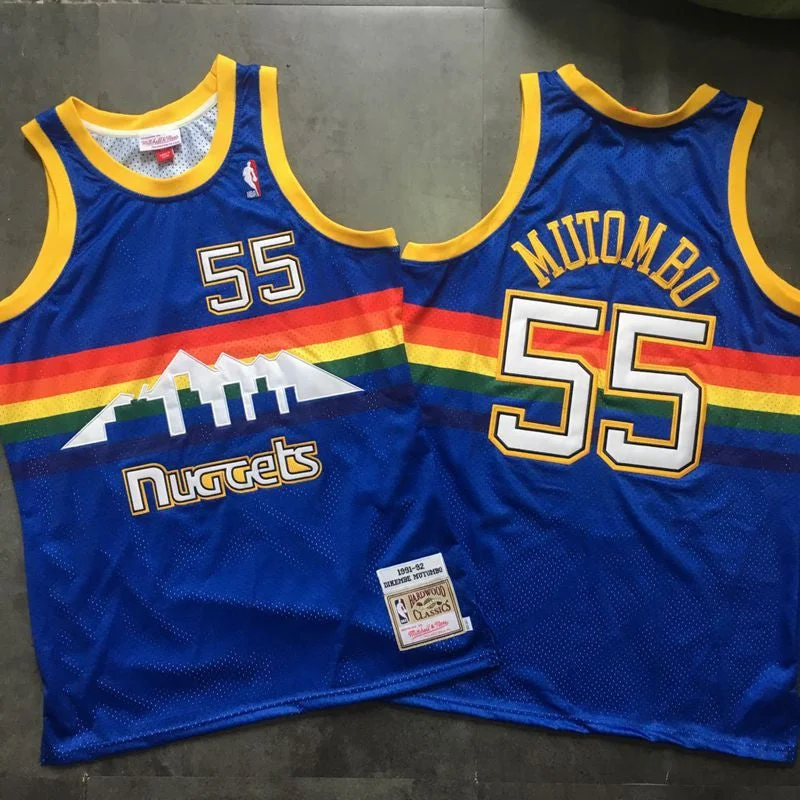 Nuggets 55 Dikembe Mutombo Blue 1991-92 Hardwood Classics Swingman Basketball Jersey