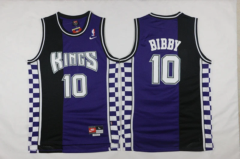 Kings 10 Mike Bibby Purple Throwback Basketball Jersey