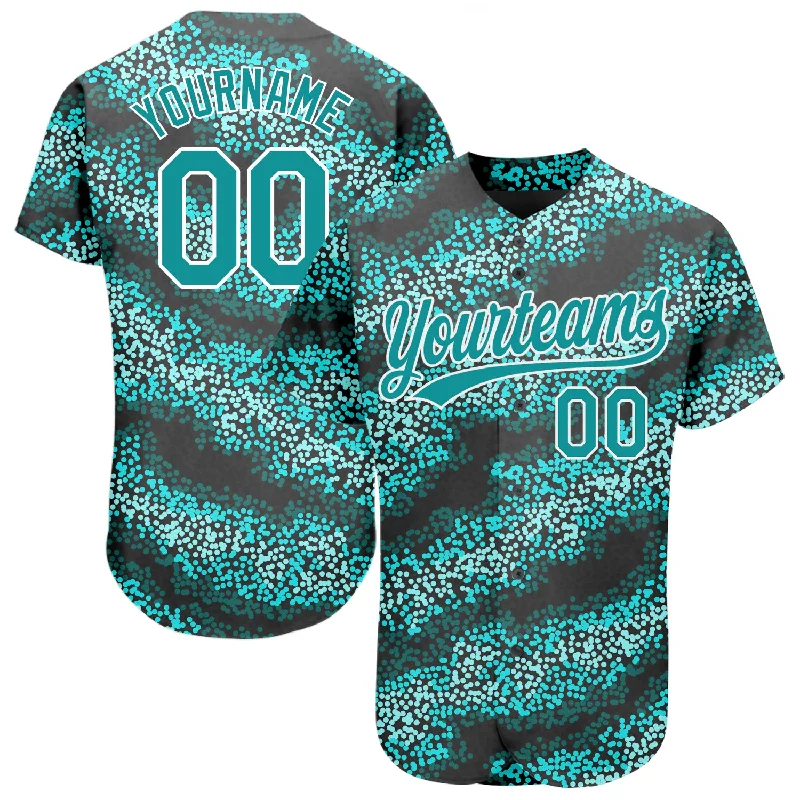 Custom Teal Teal-Black 3D Pattern Design Authentic Baseball Jersey